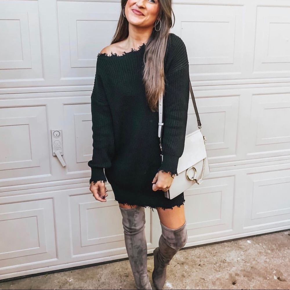 Distressed Sweater Dress